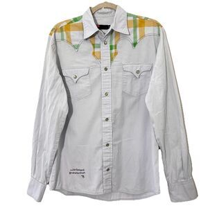 Diesel Western Shirt Mens S Casual Button Up Pearl Snap Plaid